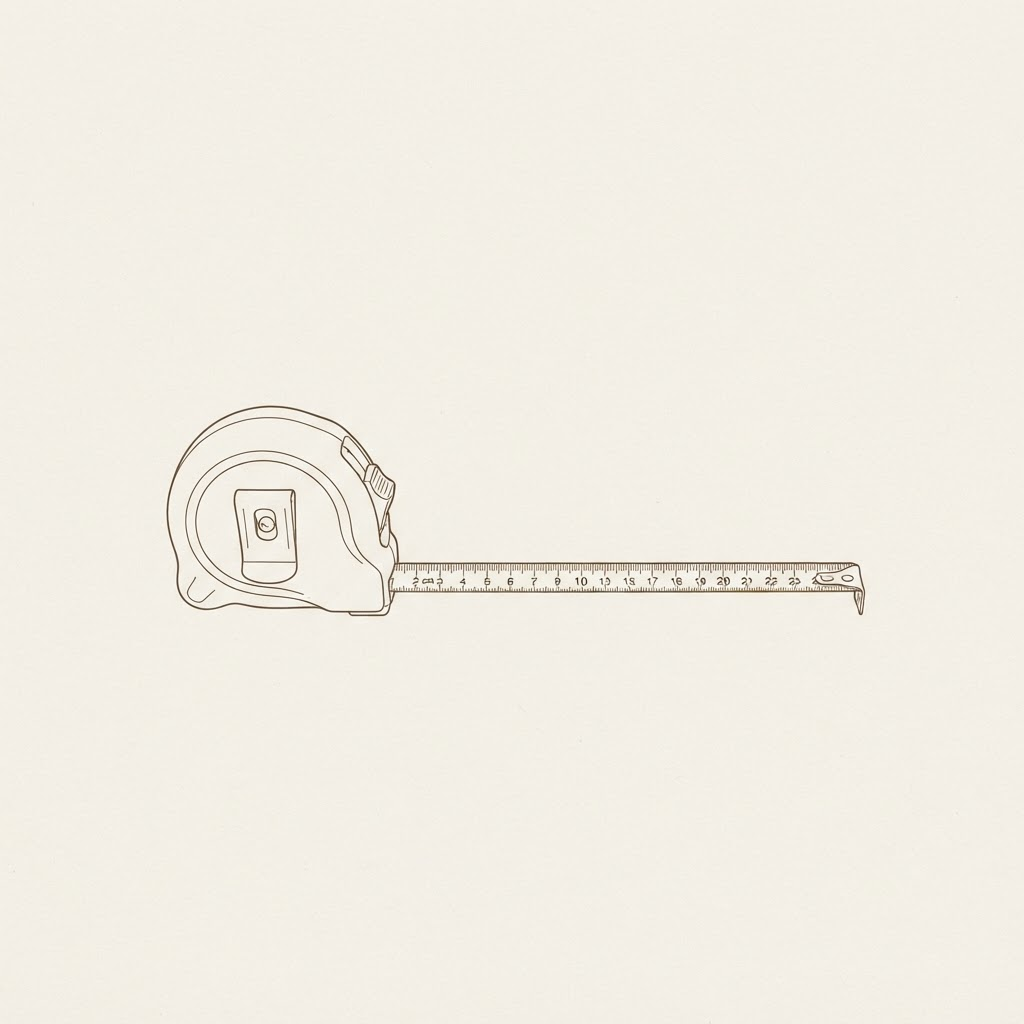 Line illustration of a retractable construction tape measure